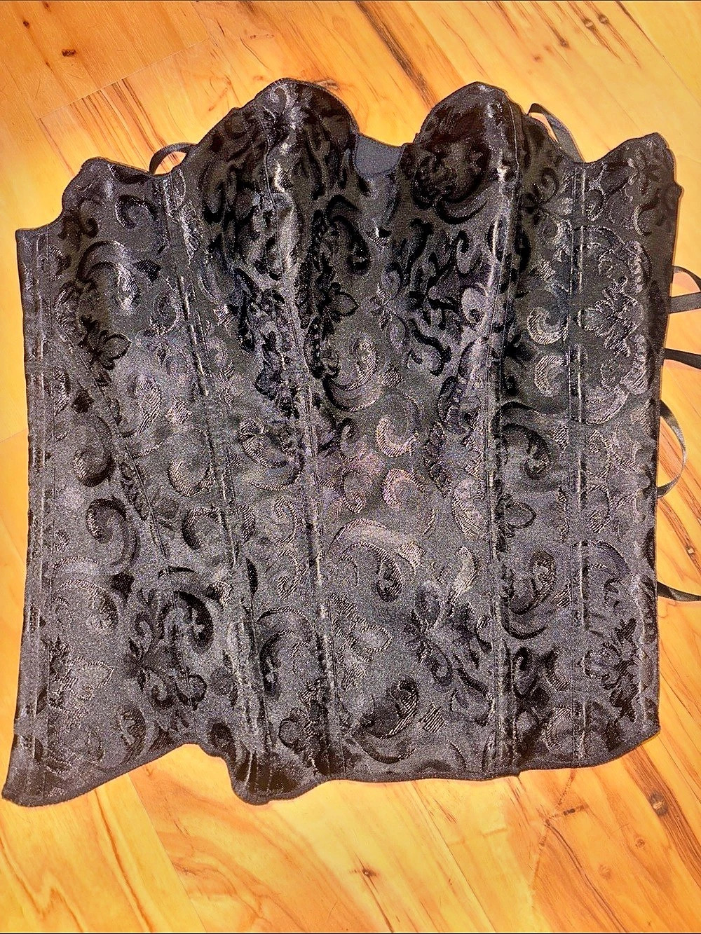Black Paisley Lace-Up Corset new